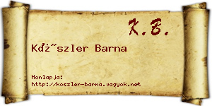 Köszler Barna névjegykártya